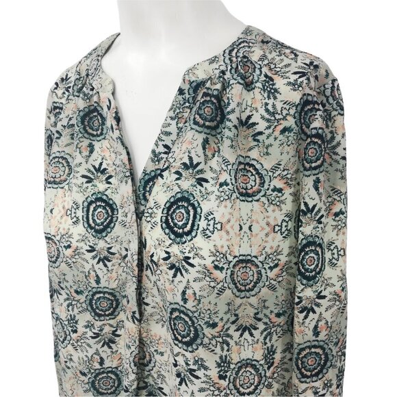 Maurices Sheer Popover Boho Blouse Size S Ethnic Floral Paisley 3/4 Sleeves - Picture 7 of 12